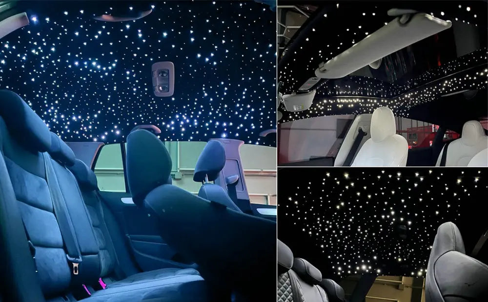16W Twinkle Starlight Headliner Kit - RGBW Fiber Optic Star Ceiling Light for Car & Home - Bluetooth App, Remote & Music Control