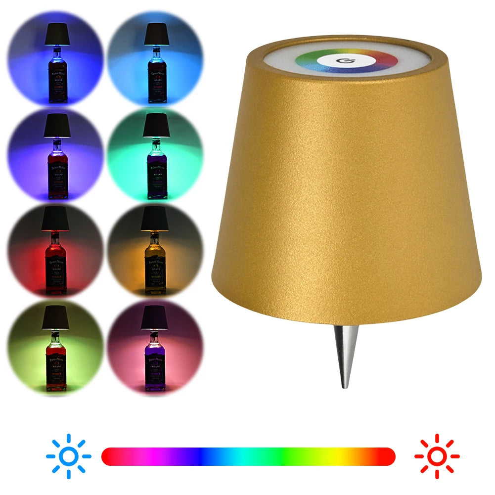 Wine Bottle LED Wireless Table Lamp 2000mAh 3 Colors Dimmable USB Rechargeable Dining Table Lights Beverage Lamp Top touch