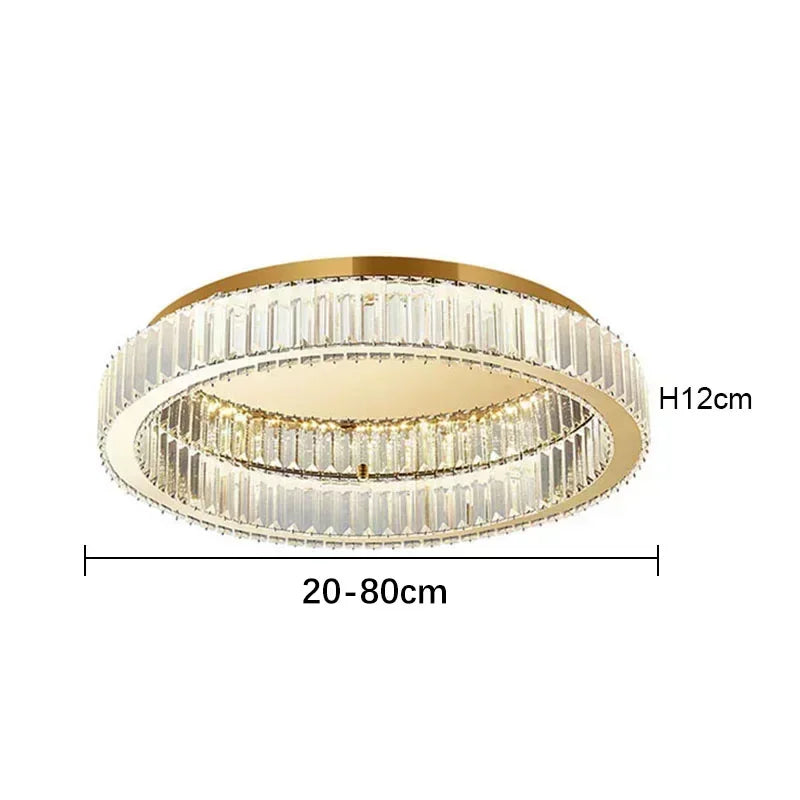 Italian Light Luxury Round Crystal Ceiling Lamp Modern High-end Luxury Villa Nordic Creative Living Room Warm LED Eye Protection