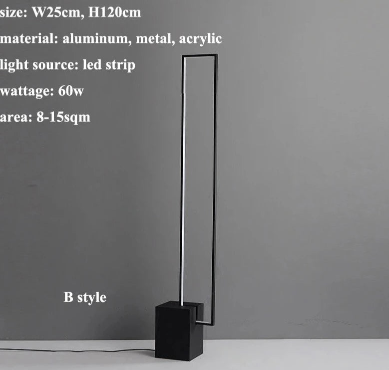 Modern Black Rectangle Led Floor Lamp Living Room Decors Led Standing Lights Loft Hotel Bedroom Bedside Dimmable Floor Lighting