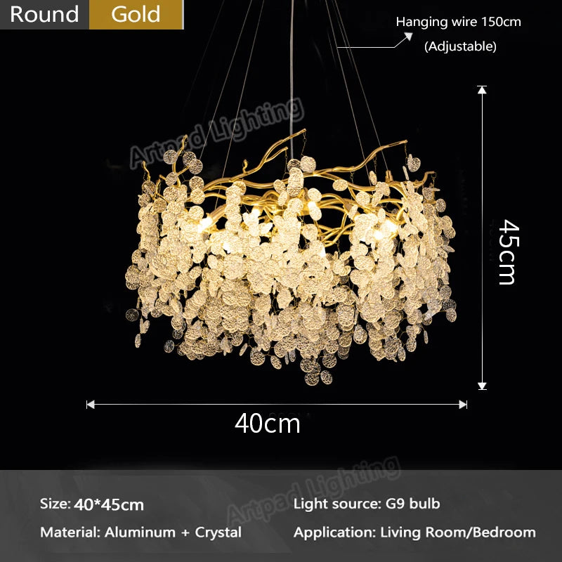 Crystal Ceiling Chandelier Led Luxury Indoor Lighting Home Decoration For Living Room Bedroom Large Hanging Chandeliers Gold