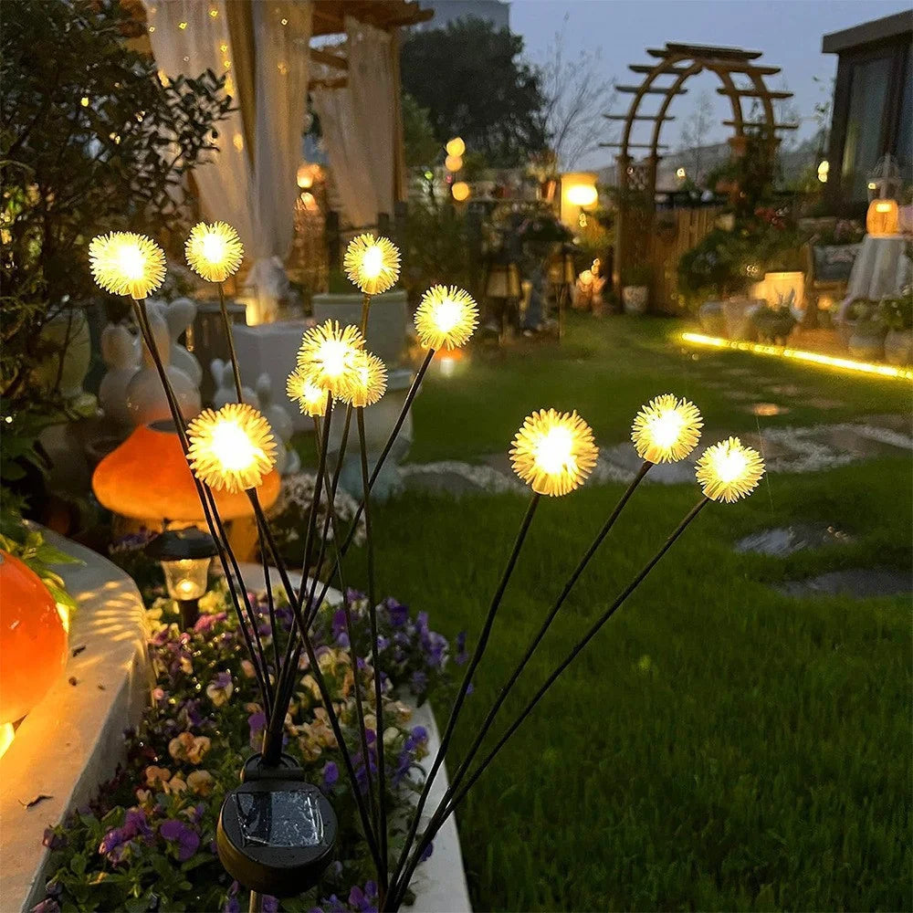 LED Solar Dandelion Lawn Lamp - Waterproof Ground Plug Landscape Lighting