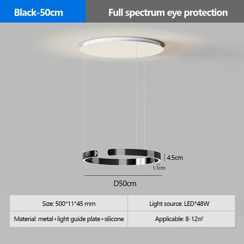 Modern Ring Pendant Lamp Remote Control Dimmable Warm White Eye Protection Led Chandelier Kitchen Island Dining Room