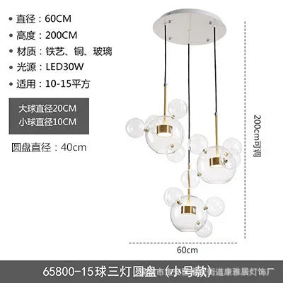 Nordic Mickey Chandelier Bubble Ball Led Pendant Lights Creative Personality Restaurant Kitchen Glass Ball Bar Indoor Lighting