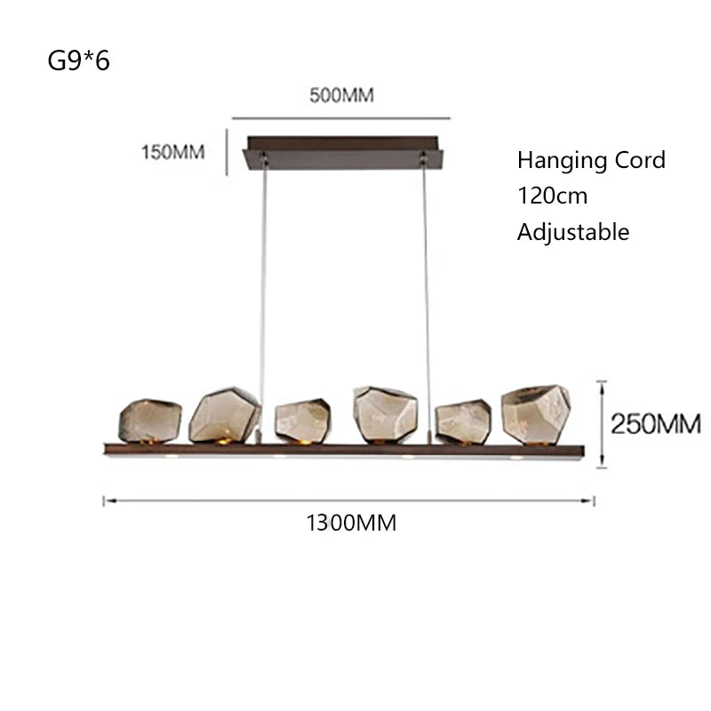 Modern LED Living Room Chandelier Lighting Nordic Rock Glass Dining Room Hanging Lamp Luxury American Bedroom Restaurant Fixture
