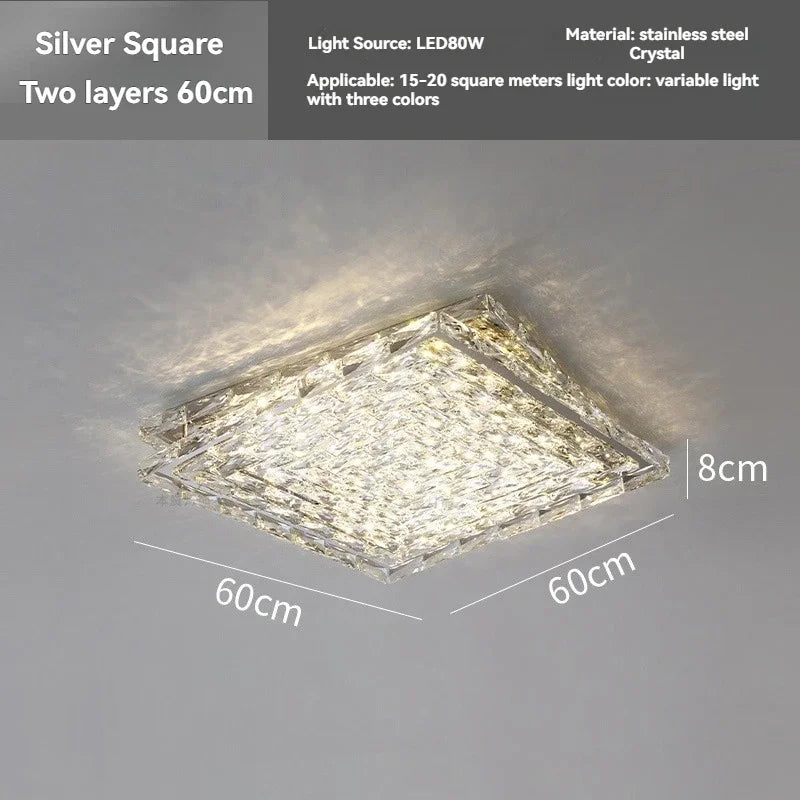 Luxury Modern Crystal Ceiling Light Chandelier - Flush Mount Ceiling Lamp Fixture for Living Room, Master Bedroom & Home Decor