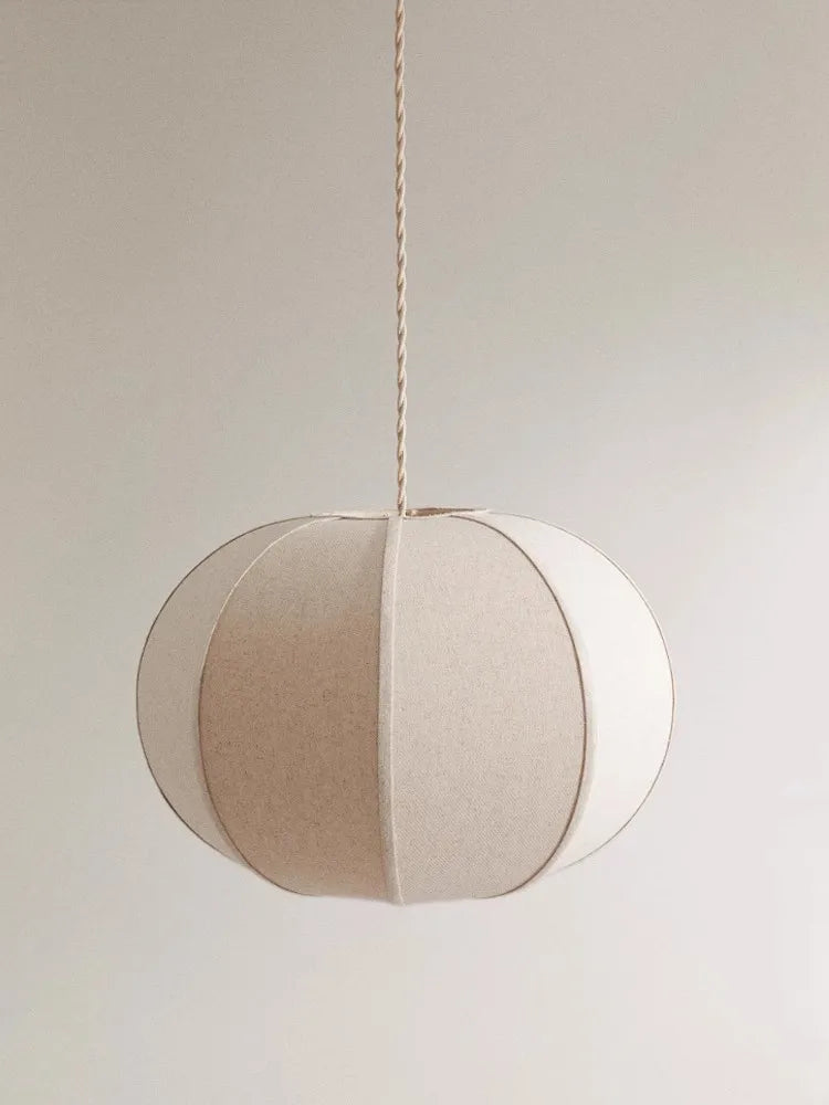 Japanese Wabi-Sabi Linen Fabric Pendant Light - Nordic Medieval Lantern Chandelier Hanging Ceiling Lamp Fixture for Living Room, Restaurant & Homestay Decor