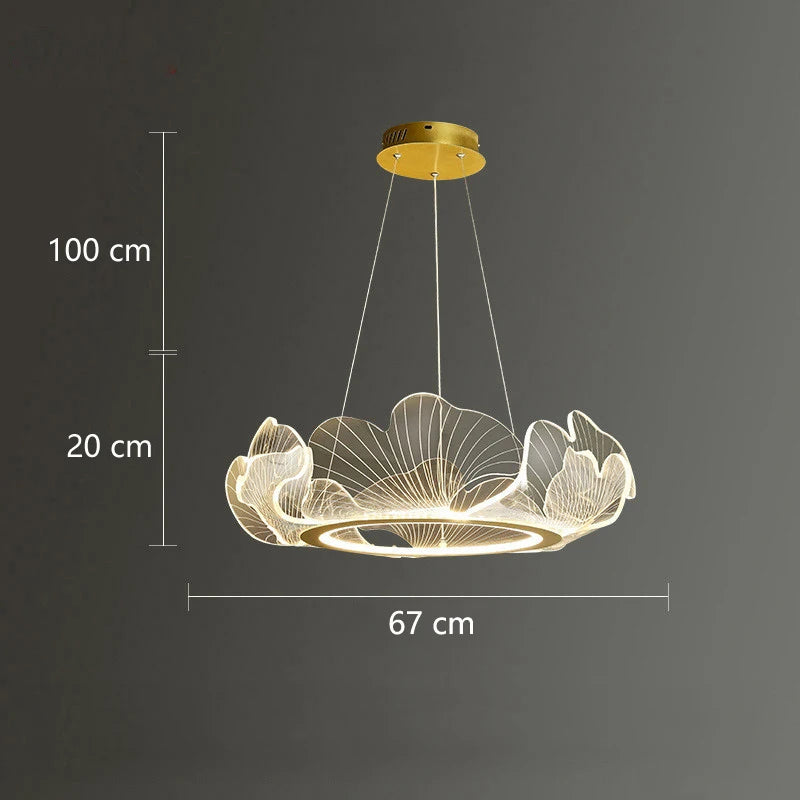 Postmodern Light Luxury Lotus Leaf Chandelier - Dimmable Nordic LED Ceiling Lamp