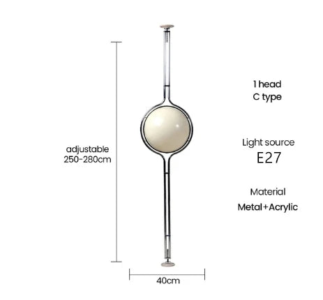 Floor Lamp Simple Design Led Chrome Metal White Acrylic Ball Light Living Room Hotel Room Home Home Decoration Lamp