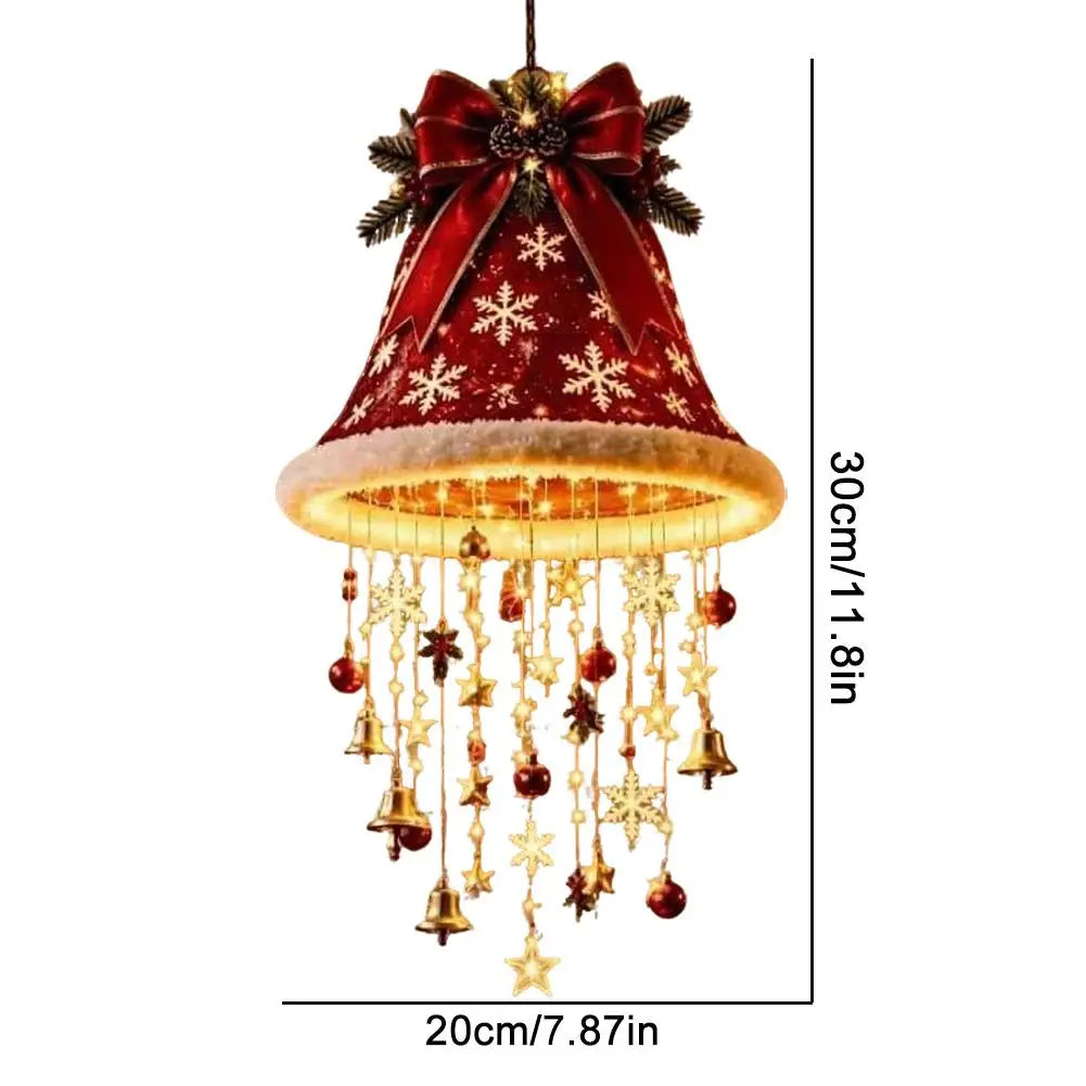 Cute Santa Hat Hanging LED String Light Christmas Decor Lamp Tassel Star Bell Pendants Holiday Party Home Wall Hanging Ornament