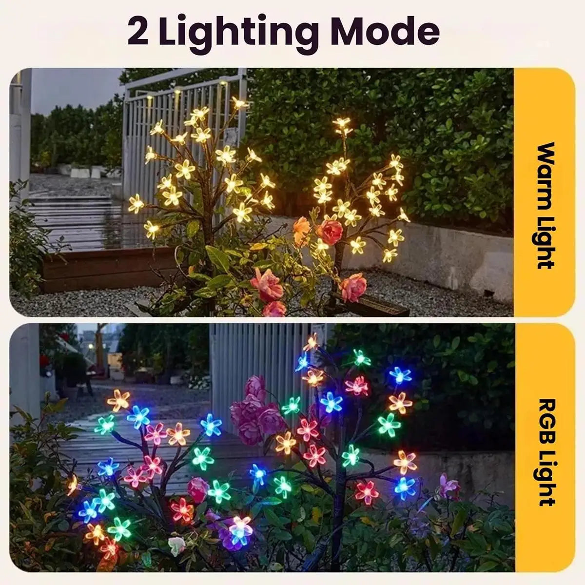 Solar Cherry Blossom Ground Lamps - Waterproof Outdoor LED Garden Flower Lights
