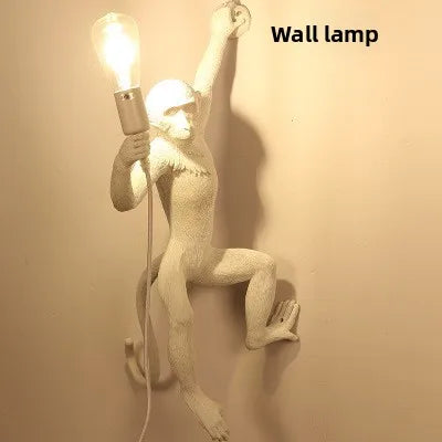 Nordic Resin Monkey Wall Lamp, Creative Animal Rope Light for Kids Room, Restaurant, Bar & Corridor Decoration