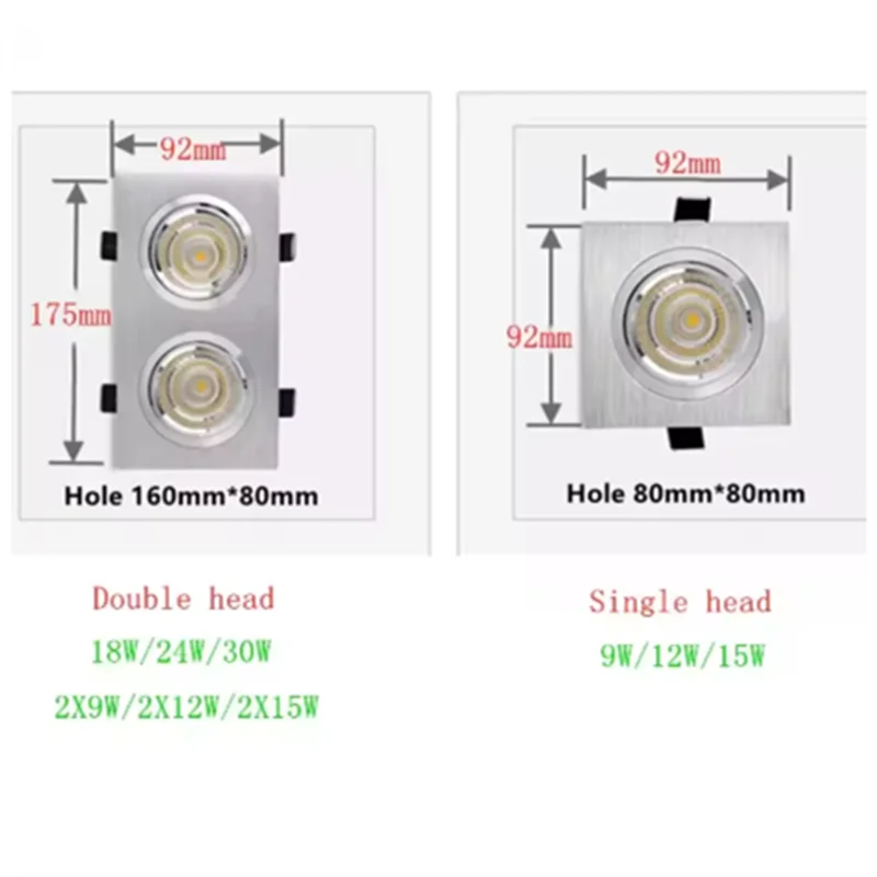 Anti-Glare Recessed Dimmable LED Downlight 9W12W15W18W24W30W COB Ceiling Lamps Spot Light Epistar Chip AC90-260V Indoor Lighting
