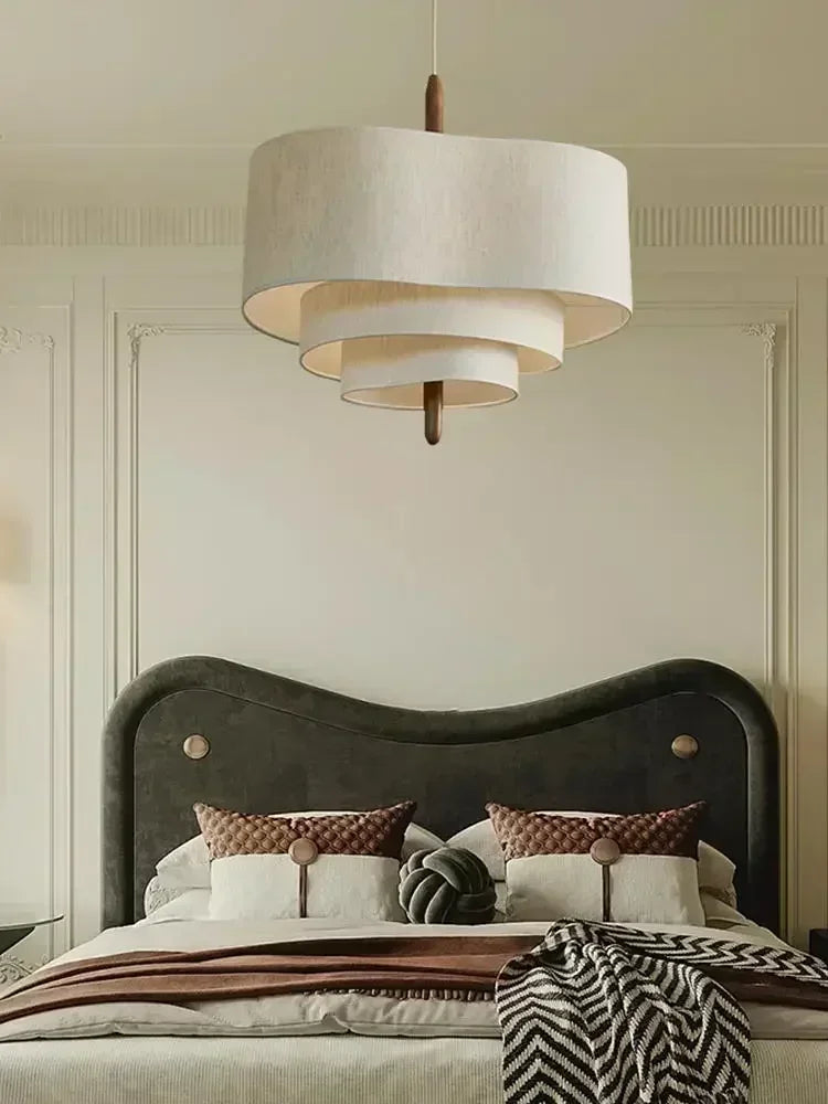 Japanese Wabi-Sabi Cloth LED Ceiling Chandelier - Minimalist Fabric Pendant Light Fixture for Living Room, Kitchen Island & Home Decor