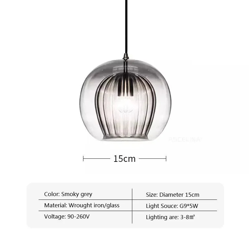 Modern Glass Pendant Light LED Hanging Lamp for Dining Room Living Room Coffee Shape Home Indoor Decors Lighting Fixtures
