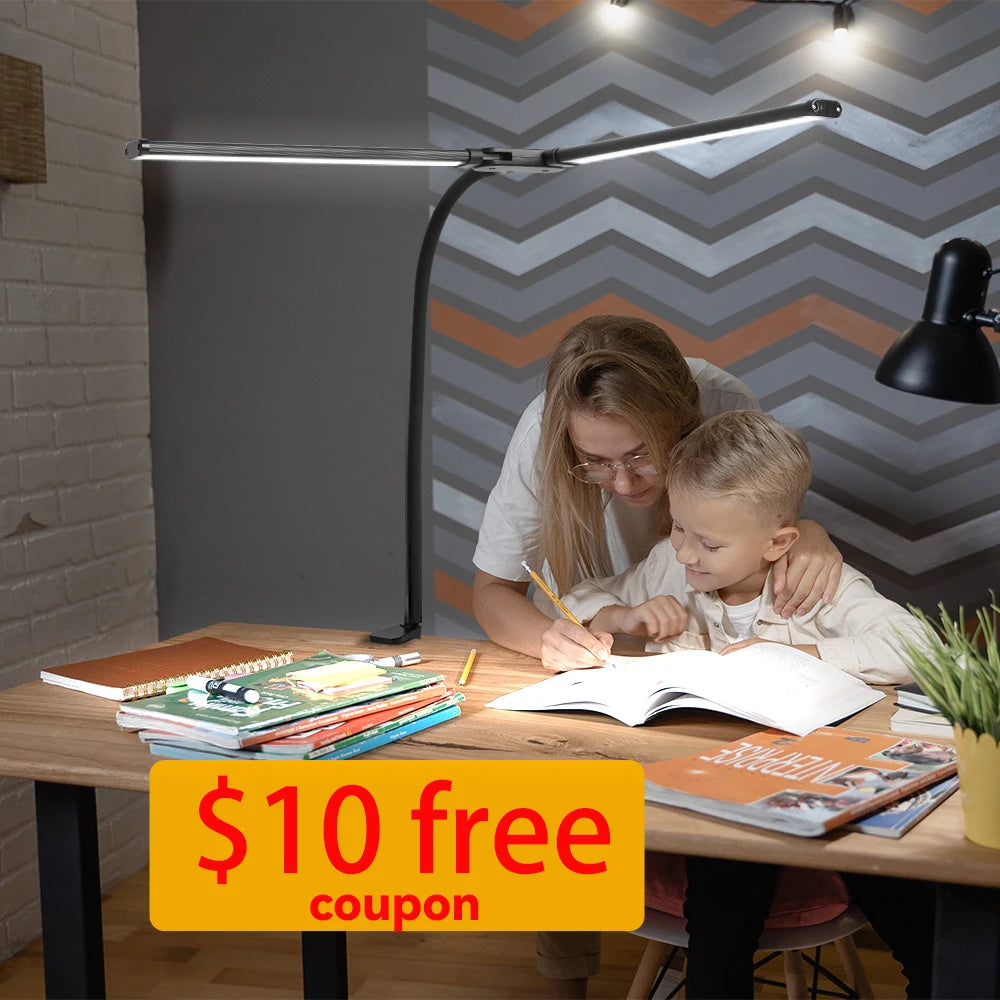 Double Head Led Clip Desk Lamp book decors lamp Dimmable Computer Led Monitor Light Table Lamp Office Home Reading Lighting