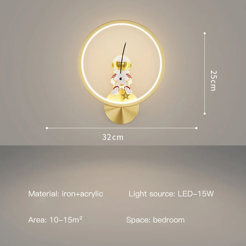 Minimalist Square Led Wall Lamps Astronaut Child Bedroom Bedsides Wall Seconded Light Modern Indoor Decors Night Lighting Fixture