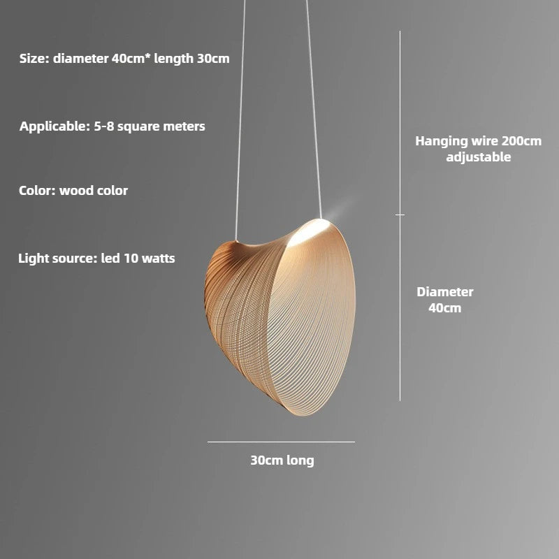 Modern Minimalist Wabi-Sabi Style Wooden Pendant Light Suitable Living Room Bedroom Dining Room Nordic Designer Decorative Lamp