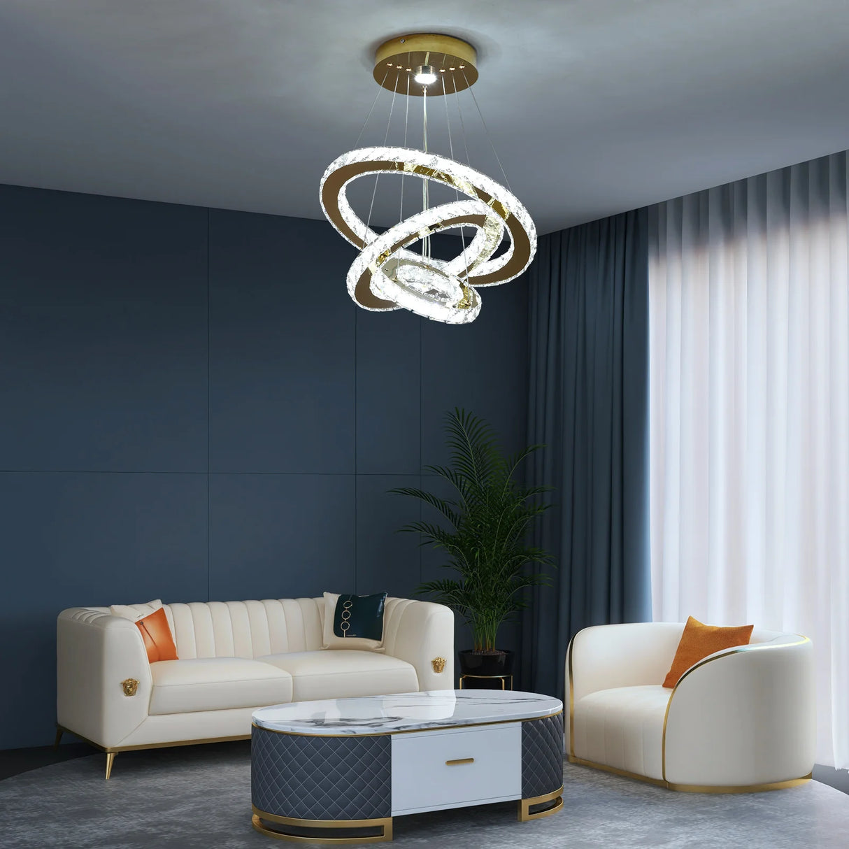 French Luxury Crystal Chandelier - Modern LED Ceiling Light for Living Room