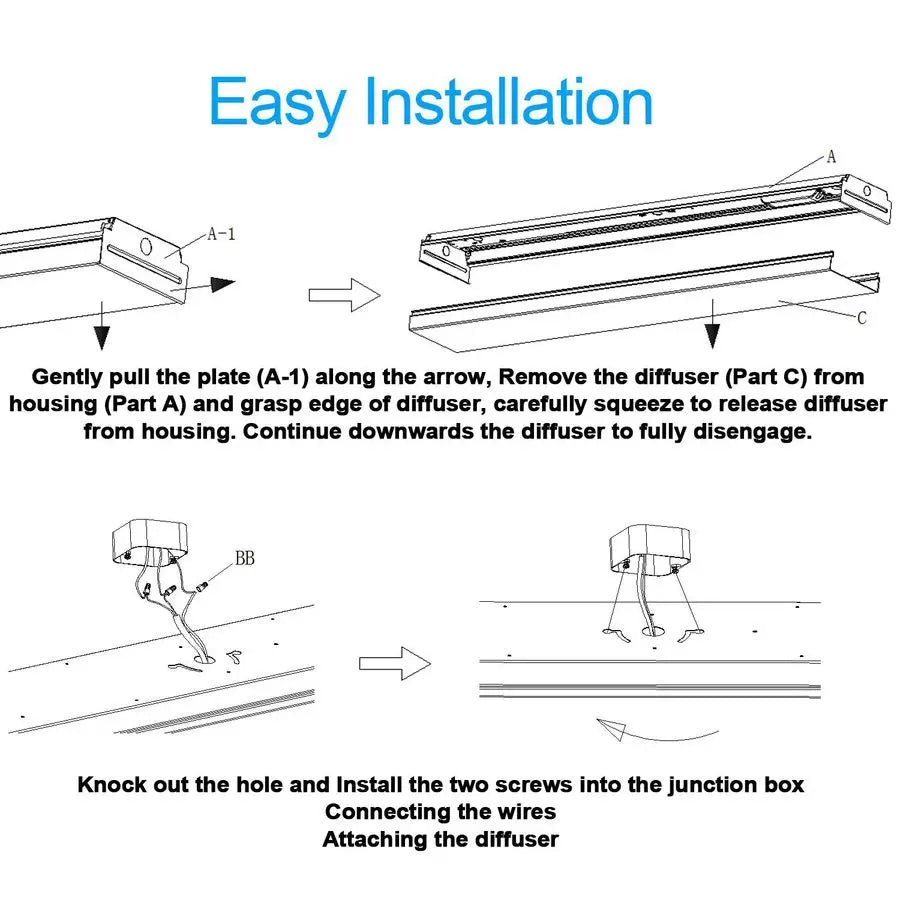 4FT LED Wraparound 40W 4 Foot LED Shop Lights for Garage, 4400lm 4000K Neutral White, Wrap Light, 48 Inch Light Fixtures Flush M