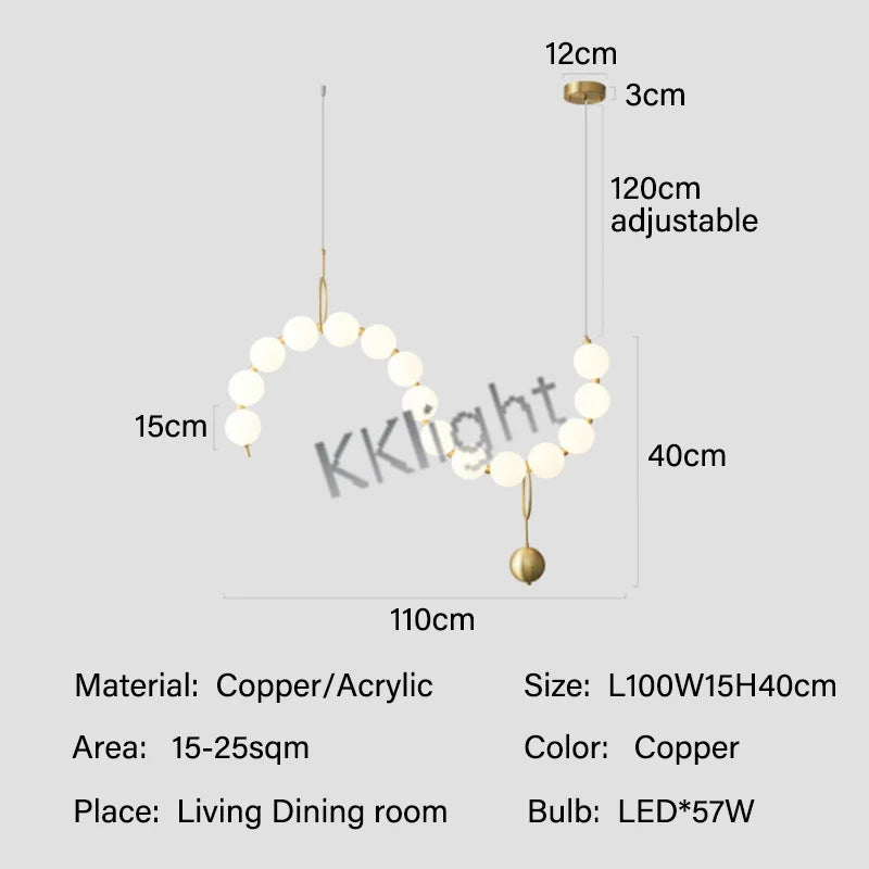 Modern All Copper LED Chandelier Ligthing Lustre Living Dining Room kitchen Art Decor Pendant Lights Indoor Hanging Lamp Fixture