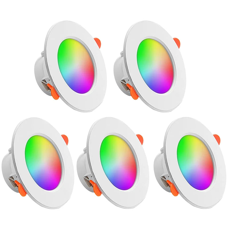 Tuya Smart WiFi 10W RGBCW LED Recessed Downlight (2700K-6500K) - App Dimmable Color-Changing & Tunable White Ceiling Spotlight Compatible with Alexa & Google Home