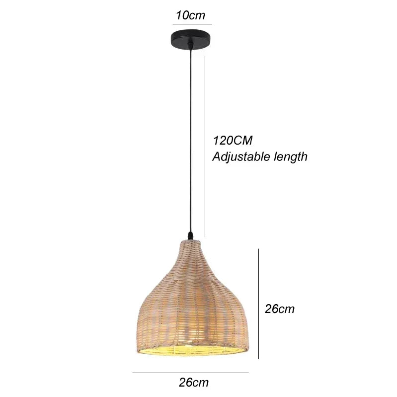 Classic Bamboo Luster's Chandelier Hanging Lamp Ceiling Handmade Rattan Pendant Light Fixture Weaving Home Living