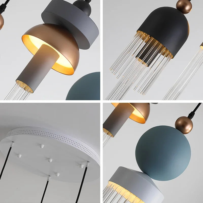 Danish Designer Nordic Modern Simple Macaron Tassel Chandelier for Restaurant Bedroom Bedside Clothing Store Bar