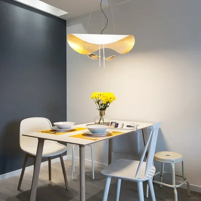 Nordic Modern Metal Gold White Black LED Lotus Leaf Pendant Light Bedroom Living Room Dining Room Interior Decoration Fixtures
