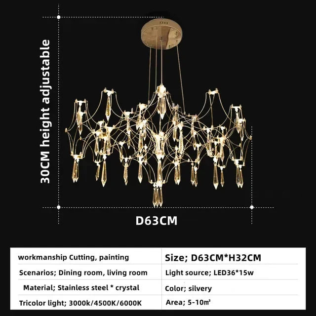 Modern Luxury Crystal Chandelier LED Starry Crystal Chandelier for Villa Parlor Bedroom Living Room Firefly Ceiling Chandeliers