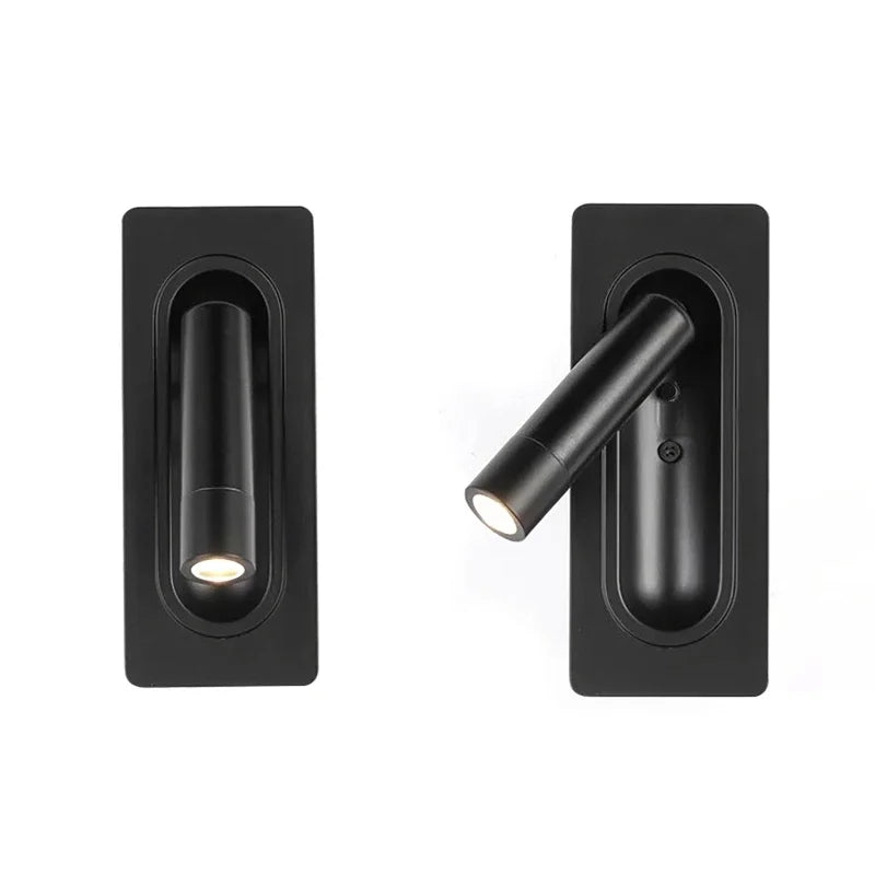 LED Ambient Reading Light Adjustable Recessed Wall Light Wide Voltage 85V-265V Indoor Rotatable Bedside Reading Light