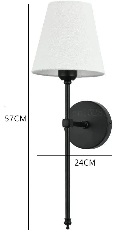 Modern American Wall Lamp for Bathroom Mirror Light Bedroom Room Decor Corridor Cloth shade Sconce 100V-220V Hard wired