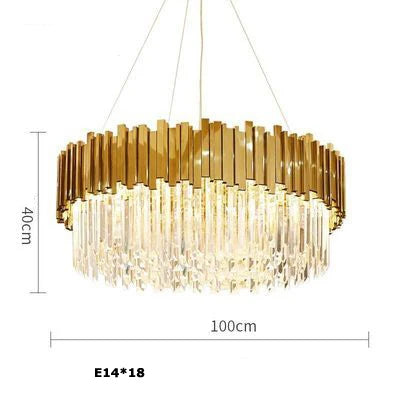 LED Gold Chrome 2 Layer Crystal Ceiling Chandeliers 2023 New Trend Lighting Lustre Suspension Luminaire Lamp For Living Room