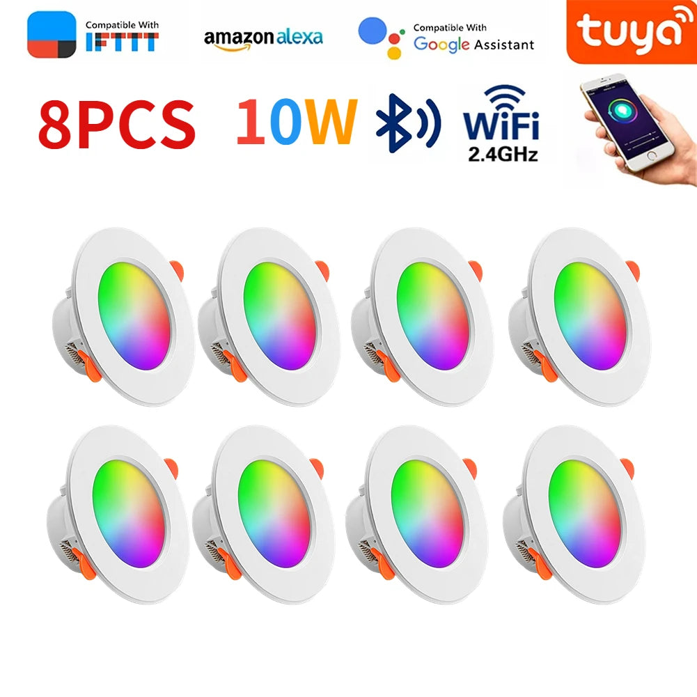 LED Downlight Smart Life Dimming Spot Bluetooth Lamp 10W RGB+CW+WW Change Warm Smart Lamp Work with Alexa Google Home