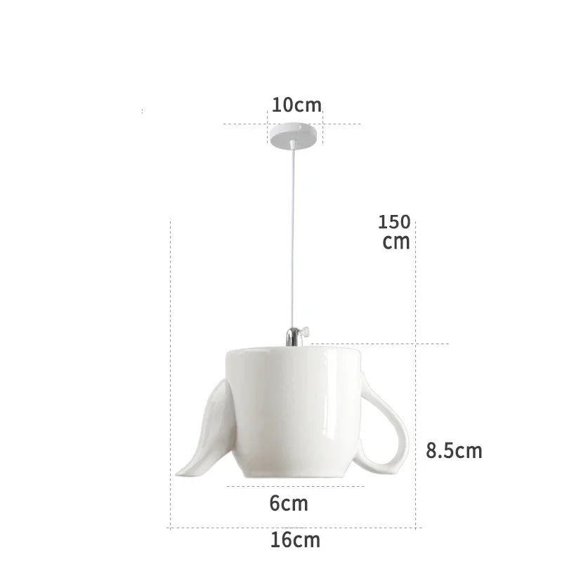 Ceramic Led Pendant Light Modern Tea Cup Teapot Hanging Lamp Kitchen Dining Room Lights Bar Cafe Home Decor Lighting Fixtures