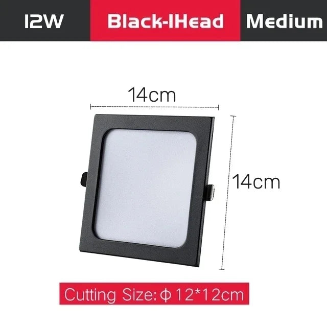 Ultra-Thin Square LED Recessed Downlight - 9W 12W 24W Ceiling Grille Panel