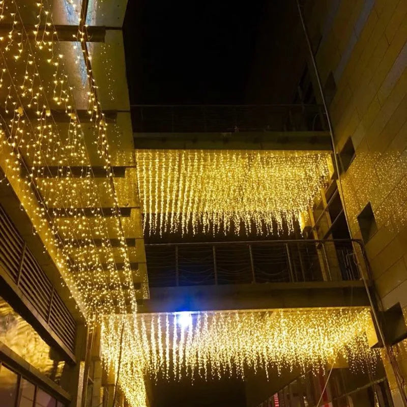 4M AC 220V Christmas Garland LED Curtain Icicle String Lights Droop 0.6m Garden Street Outdoor Decorative Holiday Light