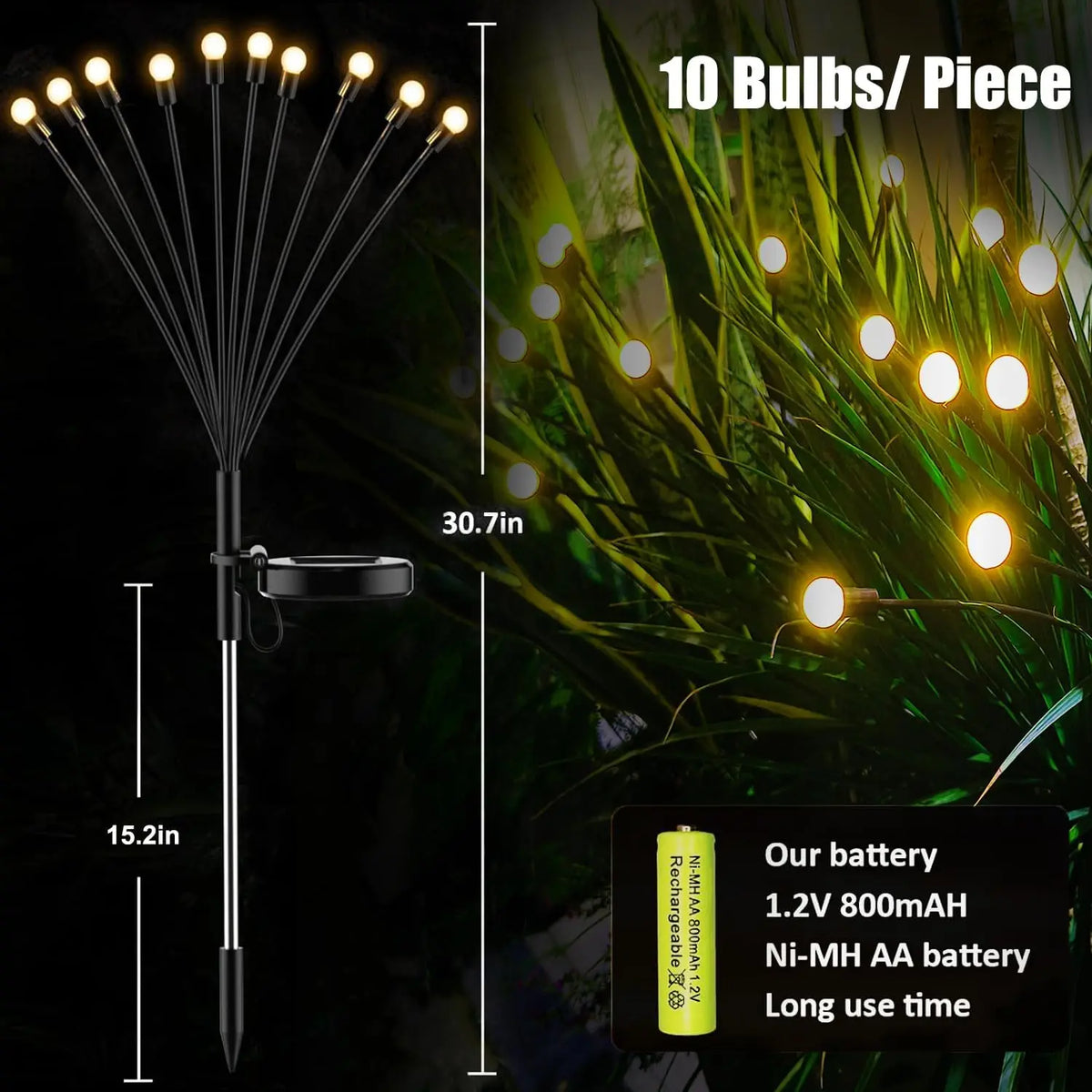 Upgraded Solar Powered Firefly Garden Lights (Outdoor IP65 Waterproof) - Swaying Starburst Fairy Lights for Backyard, Patio & Pathway Decoration