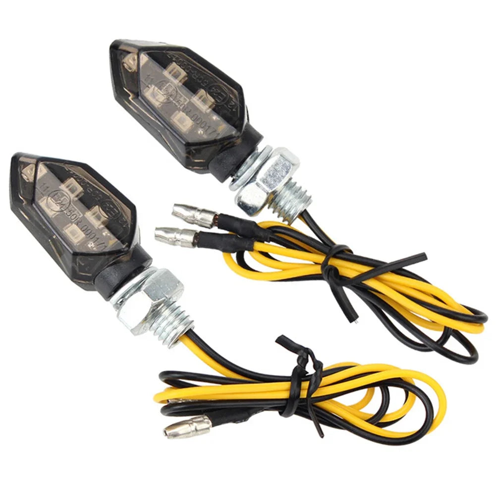 Super Bright Mini LED Motorcycle Turn Signal Lights (2/4 Pcs) - Universal Amber Blinker Indicator Lamps for Motorbike & Scooter