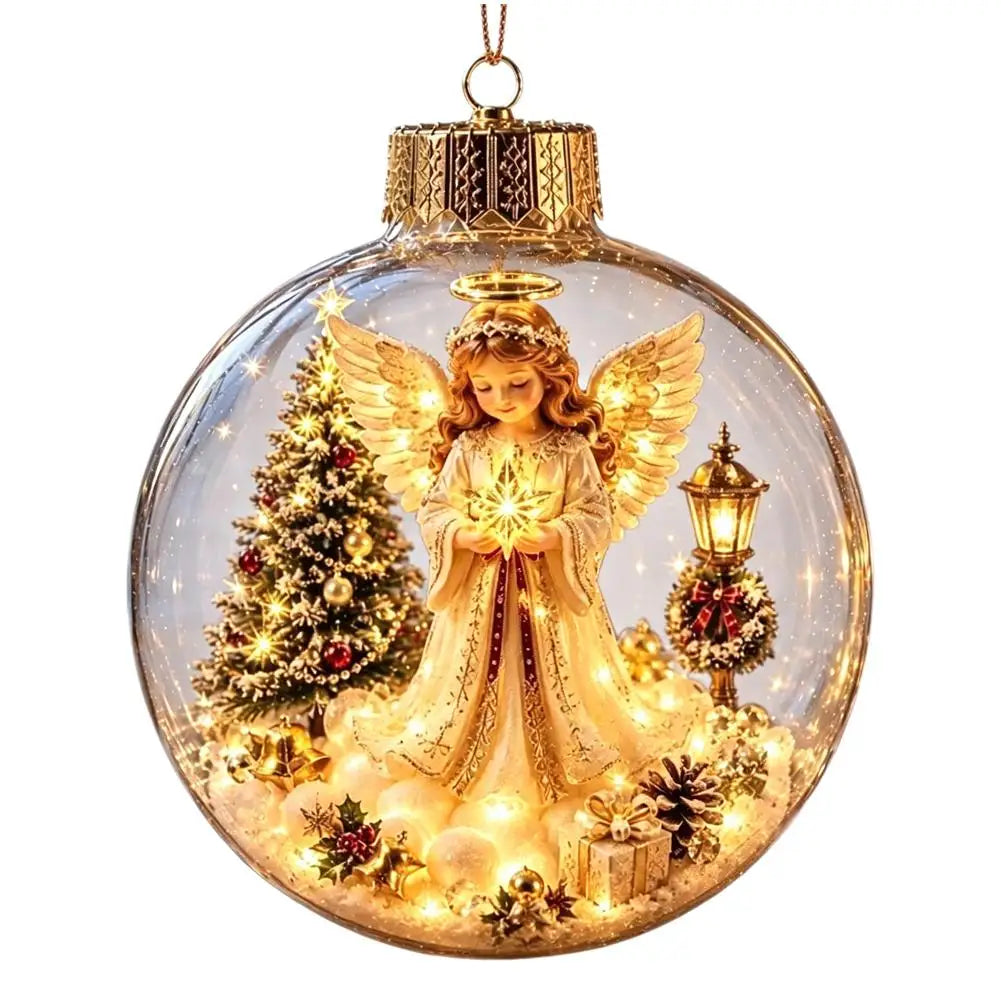 Glowing Christmas Story Ornament - Glowing Christmas Diorama Ornament, Light-Up Mini Scene With Warm LED Light, Light-Up Mini