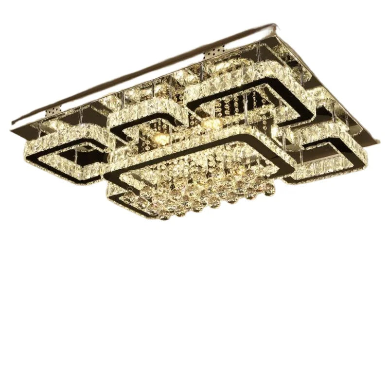 Modern Luxury Crystal LED Chandelier For Living Room Bedroom Dining Room Kitchen Ceiling Lamp Silver Chrome Remote Control Light