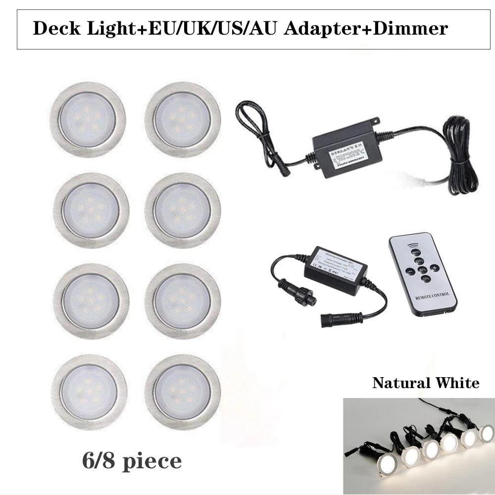 LED Deck Lights 12V Dimmable Underground Lamp | Recessed Outdoor Stair Lighting | IP67 Waterproof Garden Lights