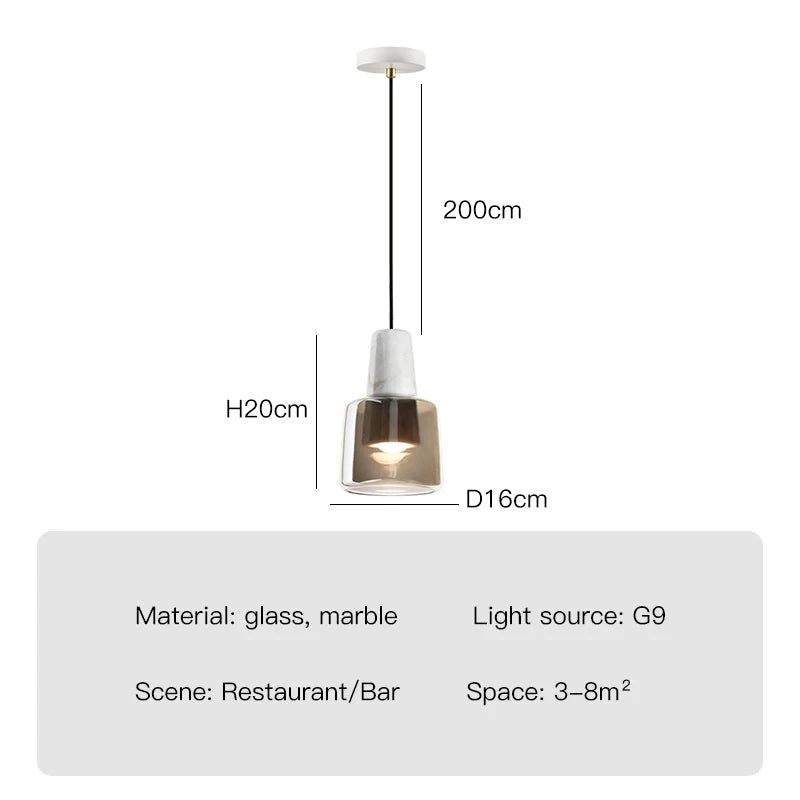 Nordic Simple White Marble LED Pendant Lamp For Bedroom Dining Room Bathroom Bedside Stone Decoration Small Chandelier Lights