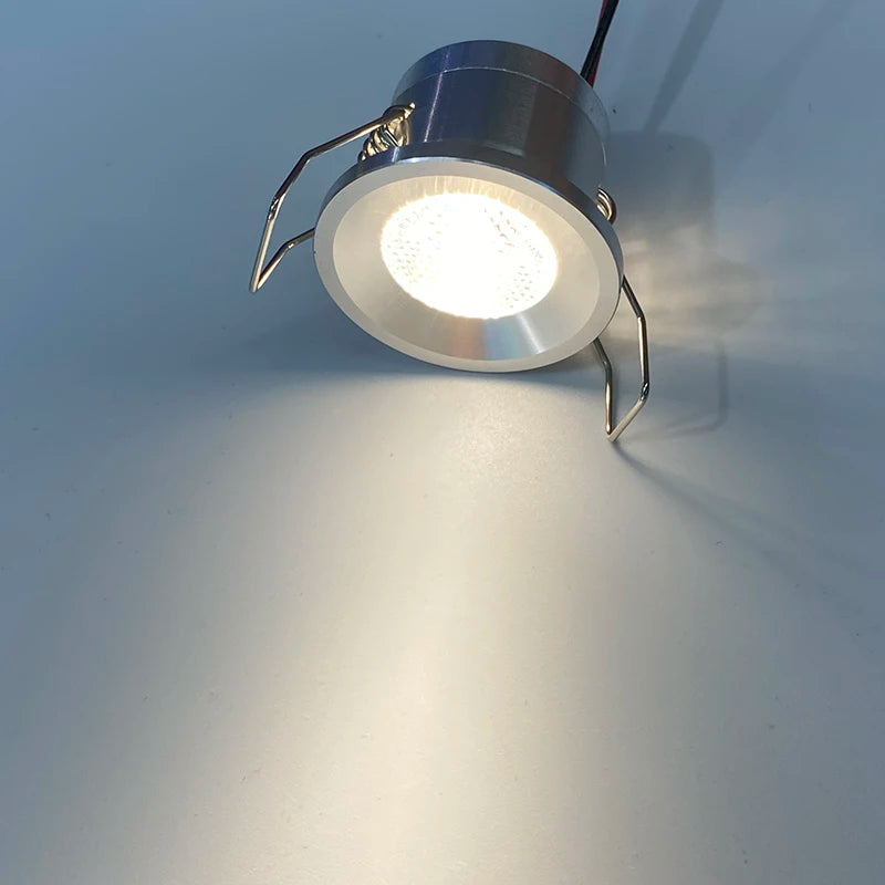 Mini 12V 1W Embedded LED Downlight Ceiling Spotlight - Small Built-in Recessed Cabinet & Bathroom Light (Silver, White, Black Shell)