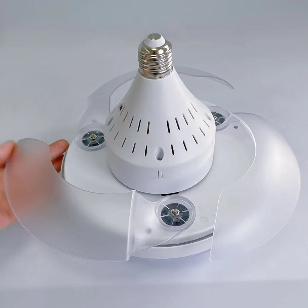 Modern LED Hidden Fan Light with Invisible Blades (E27 Socket Base) - Dimmable 3-Speed Ceiling Fan Light Fixture for Bedroom, Dining Room & Small Spaces