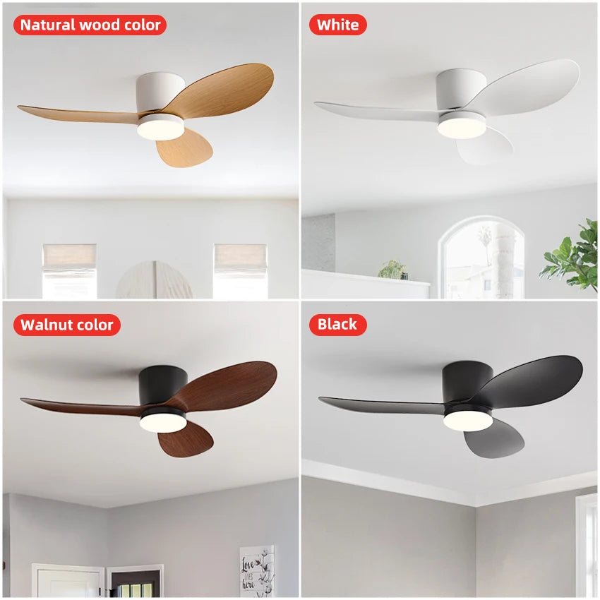 36/42 Inch Modern Ceiling Fan w/Light, 6-Speed DC Motor, Remote, Ultra Quiet, 3-Color Dimmable 18W for Bedroom/Living Room