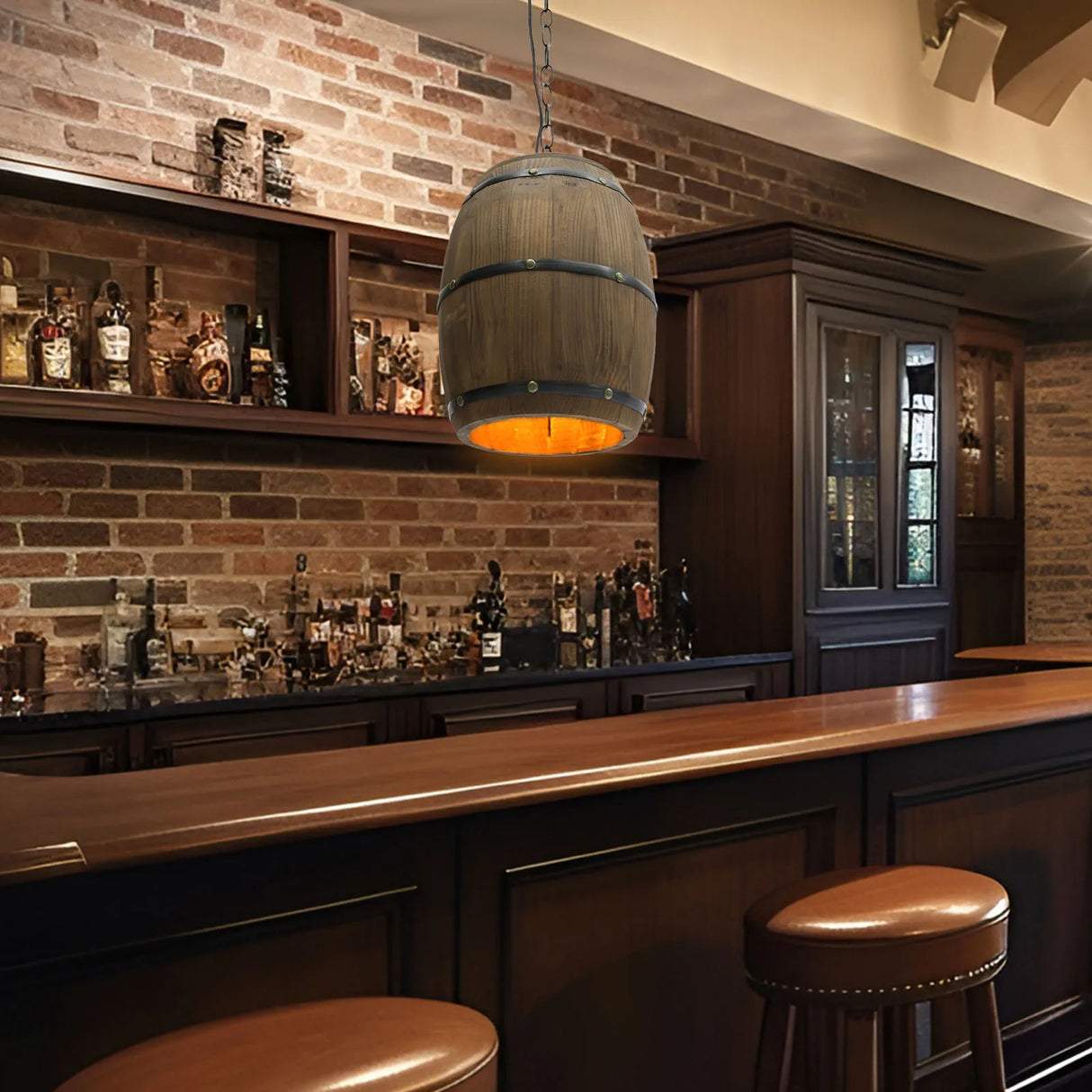 Retro Wood Wine Barrel Pendant Light,Industrial Ceiling Lamp ,Vintage Chandelier Light Fixtures for Bar Cafe Home Restaurant