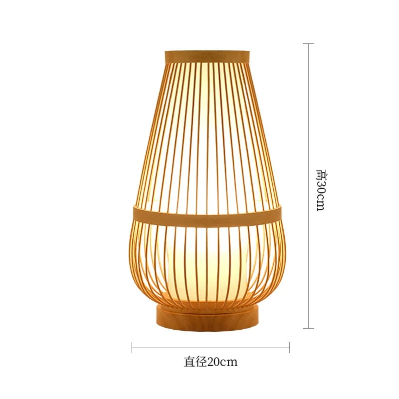 Bamboo Woven Products Simple Bedroom Study Table Lamp Bedside Table Lamp Bamboo art Warm Decoration Desktop Japanese Table Lamp