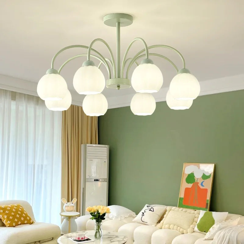 Living Room Chandelier Nordic Match Green Dining Room Light French Pastoral Simple And Warm Bedroom Living Room Lamp