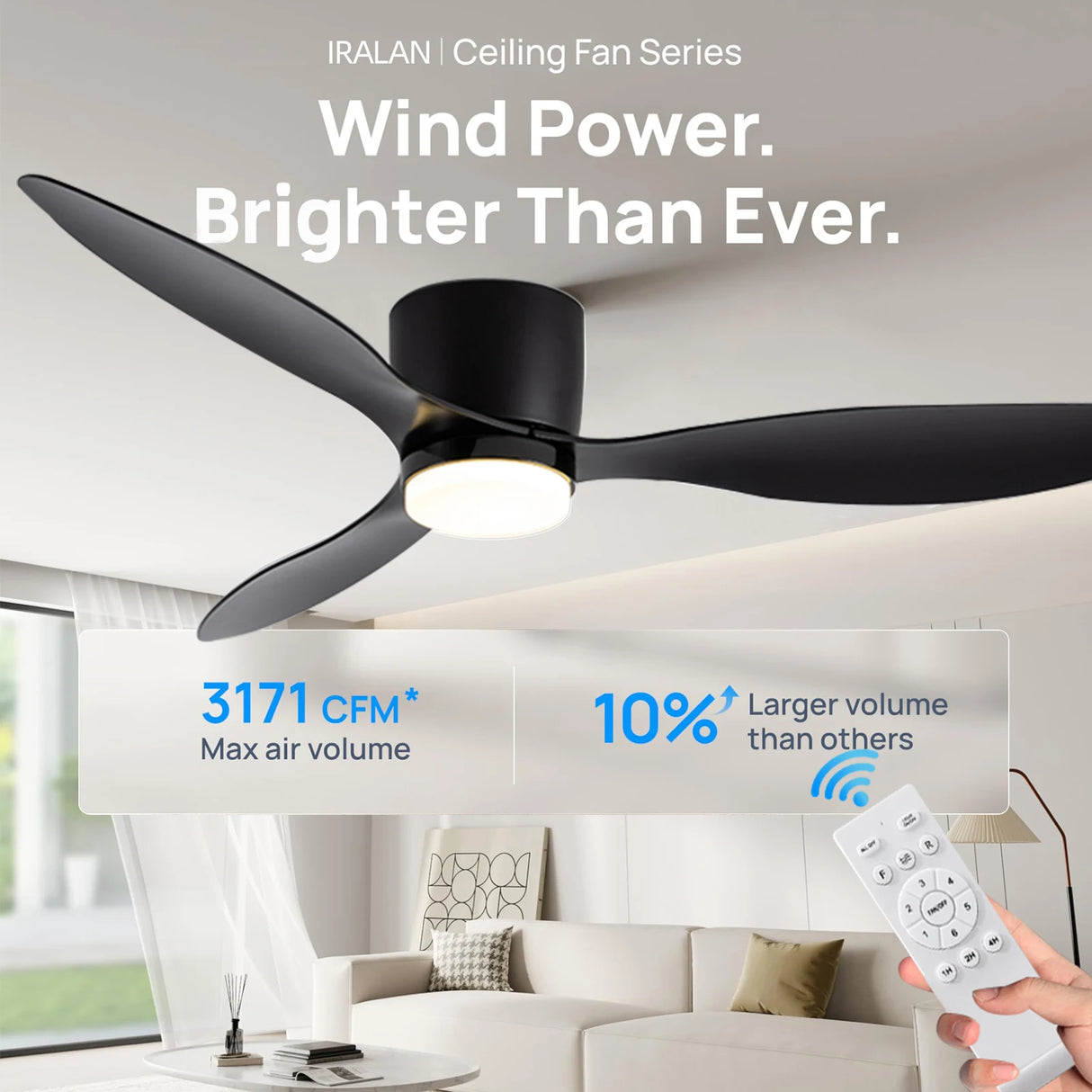 42/52 Inch Ceiling Fan Light - High Airflow LED Dual Function for Living Room & Bedroom, Remote & Timer, Easy Installation